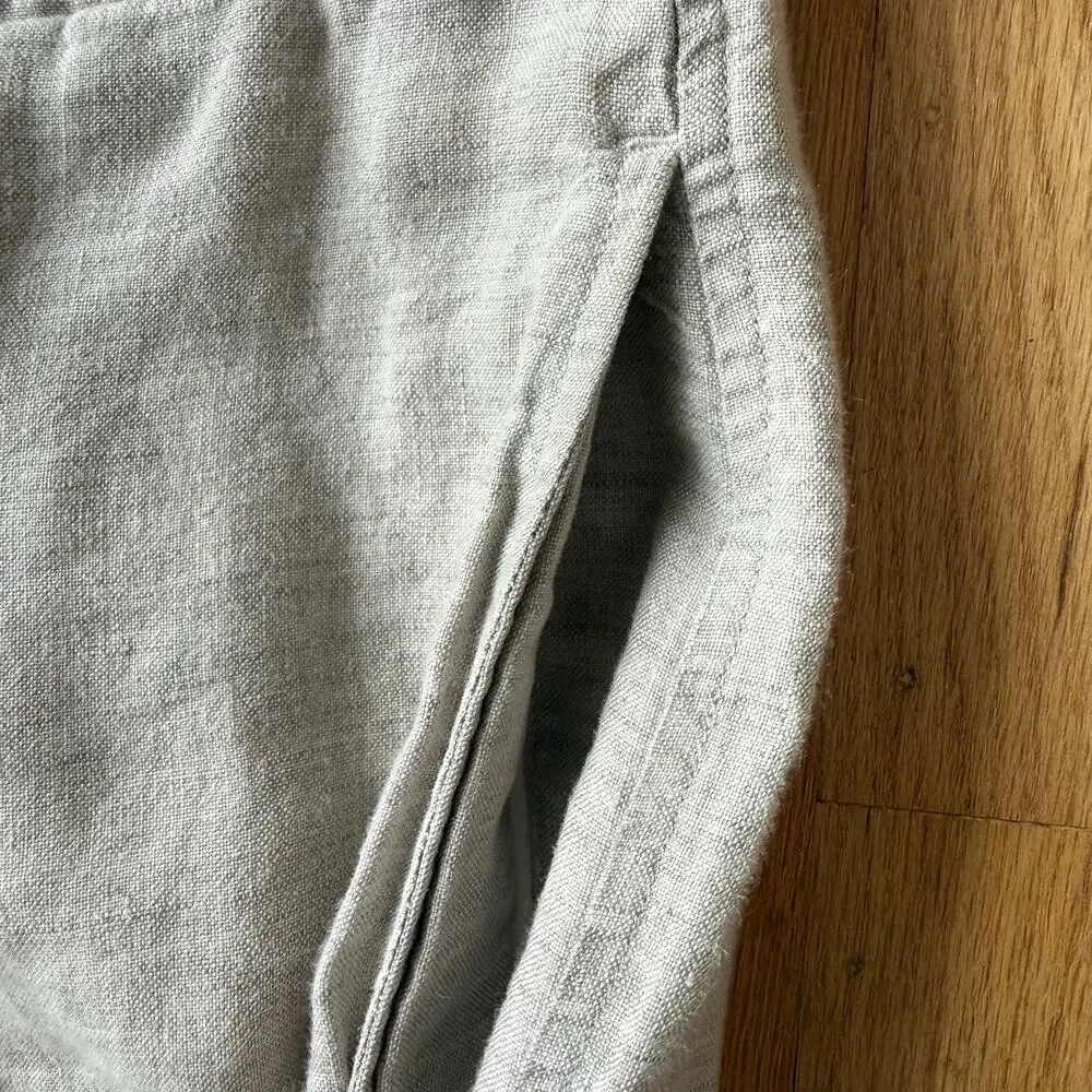 Nautica Explorer Cream Linen Loose Fit Drawstring Pants Sz L Vacation Beach Pool